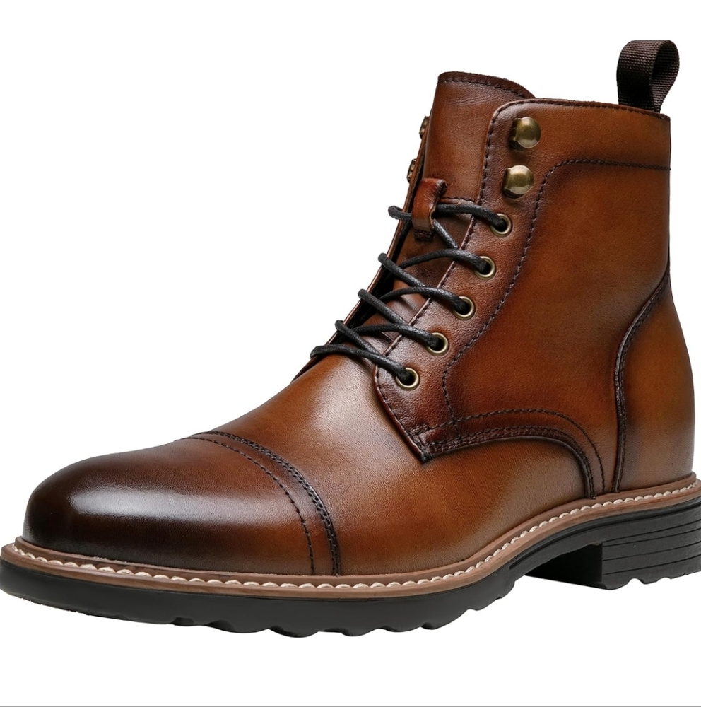 Jousen Leather Boots for Men Dress Retro Classic Design Mens Boots Cap Toe Boot